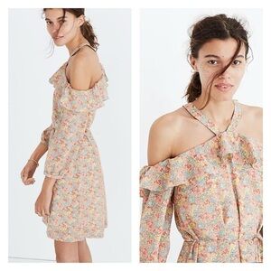 MADEWELL Pink Multi Floral Silk Off the Shoulder Mini Dress Size 6